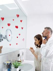 100Pcs-Hearts-Shape Valentine's Day Window Clings For Valentine's Decoration Wedding Party Birthday Party Supplies,Valentines Day Decorations, Restaurant Decoration, Hotel Decoration, Bedroom Decoration, Living Room Decoration;