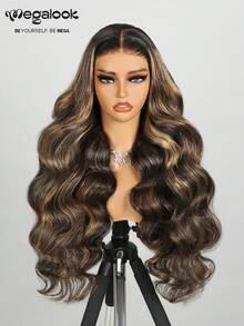 MEGALOOK 6x5渐变挑染蕾丝波浪卷假发，透明蕾丝封顶，无需胶水，真人发丝，透气轻盈发网，预先拔毛，精细发结，彩色假发 - 无需粘合剂，全天舒适，自然发际线，隐形假发，日常佩戴，办公室，派对，Y2K风格，度假，周日盛装，角色扮演，学校，节日，圣诞节，返校季，婚礼，万圣节，约会之夜，魅力假发，女士 - 間色和鋼琴色 - 查看 5
