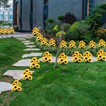 2 Pcs LED Solar Sunflowers With 7 Flowers Outdoor Garden Waterproof Light Christmas Fairy Lamp For Balcony Courtyard Shopping Mall Party Street Use