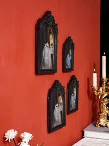 1个复古黑白拱形花卉装饰相框，复古欧式温馨家居桌面装饰照片展示框，适用于照片展示、家居装饰和摄影道具 - 彩色 - 查看 5