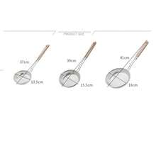 Stainless Steel Colander With Wooden Handle - Fine Mesh Skimmer Spoon For Cooking, Food Prep Grease Filtering For Pasta Noodles