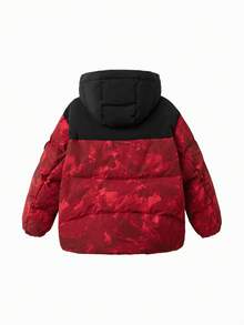 Balabala Kids Boys Down Jacket, Winter 2025 Warm & Protective Coat - Black and Red - View 5