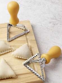 3件套意面制作器套装 - 高级哑光手柄，易于使用的压模和切割轮，适用于自制意面、饼干、馄饨、饺子模具 - 黃色 - 查看 8