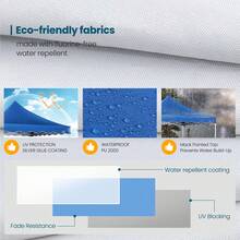 tooluck 10x10ft Pop Up Canopy Tent Heavy Duty Gazebo With 4 Sidewalls Waterproof Party Tent Easy Set-Up Commercial Instant Tents With 4 Sandbags 4 Ropes 4 Stakes & Wavy Edge,Blue - 藍色 - 查看 3