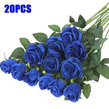100支仿真蓝玫瑰，假花，适用于DIY婚礼花束、桌面装饰、新娘送礼会、情人节装饰、婴儿派对、家居装饰、室内/室外装饰、花瓶填充物 - 藍色 - 查看 8