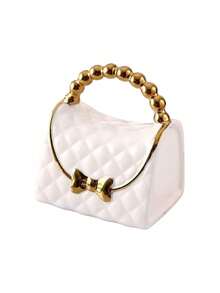 1pc Ceramic Handbag Shaped Mug With Bow Design, Fan-Shaped Handle, Creative Light Luxury Bag Shaped Ceramic Cup, Personalized Coffee Cup Plate Set, Home Water Cup, Girl's Gift, Home Decoration, New Year's Gift, Valentine's Day Gift - 彩色 - 查看 12