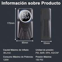 Compresor de Aire Portátil 150 PSI, Inflador de Llantas Electrica para Auto con Pantalla Digital y Luz LED, Bomba de Aire Bomba de Neumáticos para Bicicletas Motos Balones 12V 120W 4500mAh - 1 - Ver 7