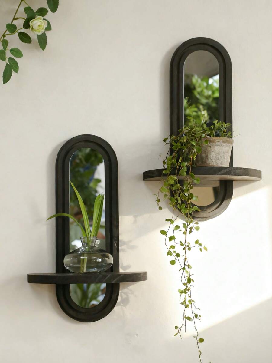 1pc/2pcs Set DIY Arch Wall Mounted Mirror Frame, Modern Decorative Wall Hanging Storage Rack, Minimalist Hanging Vanity Organizer Rack, Elegant Mirror Frame Decor, Suitable For Living Room, Bedroom, Bathroom, Entryway, Dressing Room, Apartment Wall Display