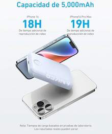 Power Bank Magnético Inalámbrico 5000 mAh (MagGo, PowerCore Magnetic 5K), Cargador Portátil Compatible con 17/16/15/14/13 Serie (Color Negro) - Azul - Ver 4