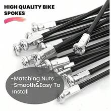 14G Bike Spokes 2mm Spokes MTB Road Bike Wheels Black Spokes Steel 76mm - 305mm With Nipples 38pcsBlack, 14G - 185mm - Black-14G-185mm - View 5