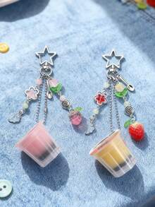 Y2K Retro Aesthetic Beaded Accessories - Japanese Pudding Keychain, Pink & Yellow Egg Tart Pendant, Bag Charm, Car Decor, Women Gift, Phone Charm - Multicolor - View 8