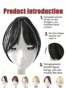 3D Natural Side Bangs Wig, Lightweight Clip-On Bangs With Sideburns, Elegant & Natural Looking Women Hairpiece, Hair Accessories - Multicolor - View 9