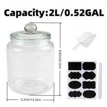 Wide Mouth Apothecary Jar With Lid, 0.5 Gallon Glass Jar For Kitchen Storage And Laundry Room Organization, 72 Oz Clear Glass Container For Cookie, Candy, Sugar, Flour, Nuts, Home Decor, Party & Christmas Storage