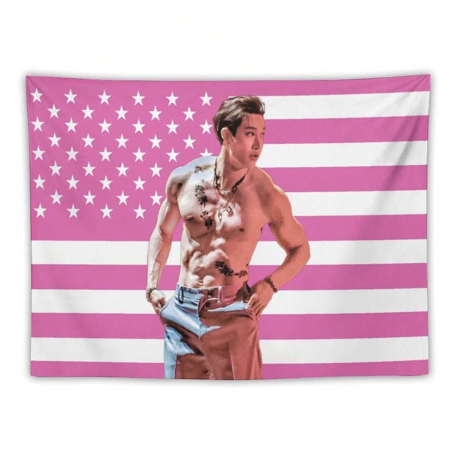 CelFlag Stray Tapestry Kids Wall Hanging Bang Music Chan Pink Amarican Flag,Suitable For Bedroom Living Room Dormitory Home Decor 30"X40" - 彩色 - 查看 1