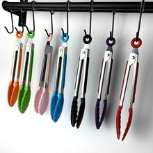 Pinzas antideslizantes para servir, pinzas de acero inoxidable para alimentos, pinzas para ensalada de pan, pinzas para barbacoa resistentes al calor, herramienta de cocina - 7 piezas Color-885 - Ver 1