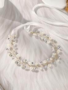 1 peça de tiara para cabelo de noiva com cristais, pérolas artificiais e flores. Acessório perfeito para casamento, festa e eventos noturnos. Ideal para damas de honra e floristas. Acessórios para o Dia dos Namorados. - Ouro - Ver 17