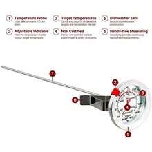 Escali Termómetro de carne de acero inoxidable apto para horno, esfera extragrande de 2.5 pulgadas, etiqueta de temperatura para carne de res, aves de corral, cerdo y ternera, plata certificada NSF(AHC2) - Tipo 1 - Ver 3
