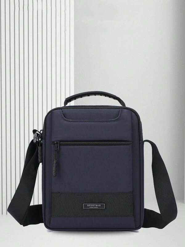 Men's Fashion Casual One Shoulder Bag, Handheld Messenger Bag, Large Capacity Commuter Backpack, Multi-Pocket Laptop Briefcase Pouch