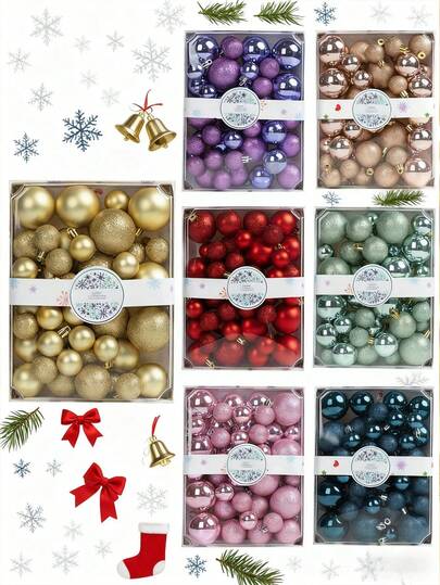 44PCS Christmas Ball,Flocking Christmas Tree Ball Ornaments, Christmas Decorations,6/24PCS, Christmas Tree Decorations, Family Holiday Party Decorations,Christmas Hanging Ornaments For Home,Xmas Decor,Holiday Wedding,Christmas Gift,Christmas,Christmas Decrations,Christmas Gifts,Gifts For Women
