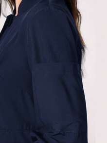 Women's Round Neck Short Sleeve Front Opening Pocket Scrubs Nurse Scrubs Workwear Dentist Healthcare Pet Hospital Laboratory Coat