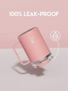 Meoky 14oz Stainless Steel Insulated Tumbler With Handle - Leak-Proof, Thermal Travel Mug With Straw, Vacuum Insulated, Hot & Cold - Pink - View 7