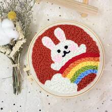 Animal Pattern DIY Punch Needle Embroidery Kit Yarn And Adjustable Embroidery Easy To Use DIY Tools Set For Beginner