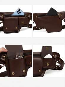 可调节腰包 - 可转换斜挎包，花卉图案，拉链和按扣闭合，人造革腰包，适合日常、正式场合和旅行 - 咖啡棕/黑色，斜挎包，日常配饰，复古风格，涤纶衬里，时尚配饰，复古设计，耐用材质，小巧手提包，时尚爱好者，送给老师、女士、女朋友和家人的完美礼物 - 彩色 - 查看 7