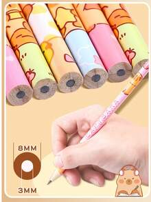 12 piezas de lápices de dibujo de dibujos animados lindos, aptos para exámenes, bocetos y dibujos, lápices HB con borradores - Multicolor - Ver 4