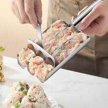 1set Stainless Steel Rice-Meat Dumplings And Deep Fried Bean Paste Maker Set - Anti Stick, Multi-Function Kitchen Tools, Perfect Shaping Crushed Beef Meatball And Rice Frozen Cake - Silver - View 6