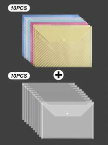 5PCS/10PCS/20PCS Transparent White/Morandi Mixed Color/Mixed Striped Thick PP Plastic A4 File Folders, Modern Minimalist Multi-Purpose Waterproof Anti-Fouling Snap Button Back To School/Office Supplies, Student Document Folders