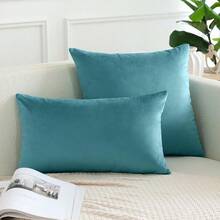 OTOSTAR Velvet Soft Solid Decorative Throw Pillow Covers 12 X 20 Inch Pillow Covers Lumbar Cushion Case Couch Pillowcases For Sofa Bed Home Decor Pack Of 2 Blue - Blue - View 4