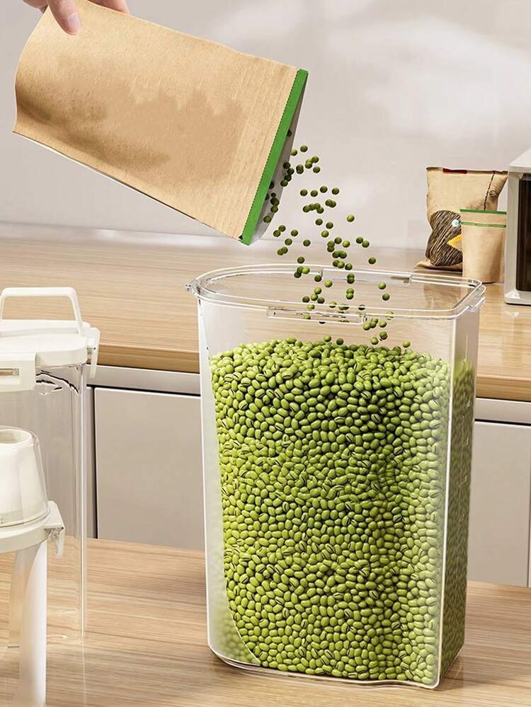 1个1.75升/2.5升/3升储物容器，家用防虫防潮密封储物罐，带盖，便携式防漏食品储物盒，适用于存放谷物、坚果、面粉和大米，厨房收纳整理用品，厨房配件 - 白色 - 查看 10