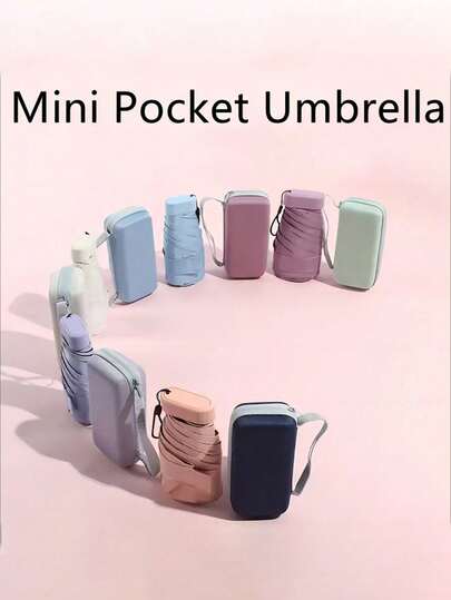 Small Folding Umbrella, Mini Pocket Waterproof Portable Travel Umbrella, Sunshade Umbrella Women Sunscreen UV Sunscreen Umbrella 2 In 1 Mini Six Fold Ultra Light Compact Portable, Mini Travel Umbrella, Compact Portable Sunny And Rainy Dual Purpose Umbrella, Wind Shade, 99% UV Protected