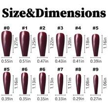 120pc Coffin Press On Nails Medium Length Colored Long Ballerina Fake Nails Full Cover Acrylic Tips False Artificial Fingernails Deep Burgundy Medium Coffin Presson Nails For Women FFgirls{Inchcolor_nameinch:InchDarkBurgundyinch} - 深勃根地酒紅色 - 查看 4