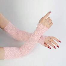 1 Pair Sexy Lingerie Accessories Lace Arm Sleeve Women Long Mesh Yarn Arm Cover Party Wear Fancy Women Glove Cosplay Darkly Mitten
