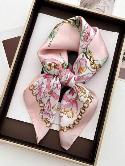 1pc Handkerchief Plain Neck Scarf Colorful Graffiti Print Women Small Shawls Wraps Bandana Head Scarfs 70x70CM Square Headband Hijab Scarves