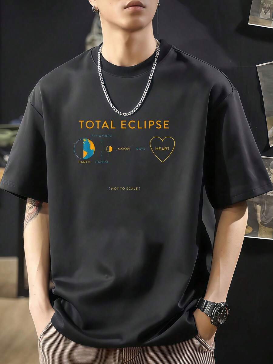 T-Shirt With Total Eclipse Heart Print - Black - View 1