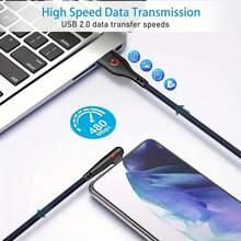 Bent 90 Degree USB C-Cable Fast Charging USB C-Bend Data Cable, Suitable For Compatible With Huawei Gaming C-Cable, Power Delivery Cable, Phone Charging Cable, Compact Design, Flexible C - Multicolor - View 4