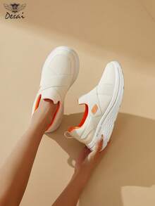 DESAI Women's Breathable Lace-Up Classic Sneakers, Platform Casual Shoes, Versatile Fashion Lightweight Durable Outdoor Shoes, Shock-Absorbing Soft Bottom Slip-On Loafers - White - View 8