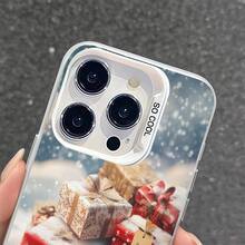 Una caja de regalo con temática navideña que presenta copos de nieve y diseños invernales, también disponible en versiones con temática de Halloween.Esta funda de teléfono moderna y linda es compatible con Apple  16, 15, 14, 13, 12, 11 Pro Max, Pro Plus y 16E. - Colores mixtos - Ver 8