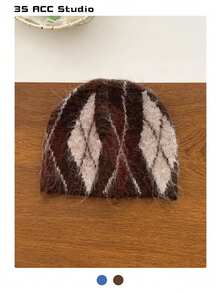 Brushed Crochet-Style Slouchy Beanie For Large Heads, Personalized Autumn/Winter Oversized Knitted Handmade Knitted Baggy Thermal Lined Warm Earmuff Cap, Loose Warm Headwear, Cashmere Bow Knitted Balaclava Winter Clothing - Cold Hat - View 4