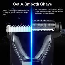 Conduroma 男士体毛修剪器，Manscape 球形阴毛修剪器，3 合 1 男士理容套装，适用于腹股沟、身体、面部，干湿两用电动剃须刀，可更换陶瓷刀片，男士礼物，黑色。