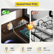 Dual Monitor Computer Desk With Drawers And Printer Space Home Office Gaming Desk With RGB Lighting & Power Charging Station, 20"D*57"W*36" For Dorm/Home - 查看 3