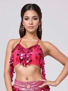 Sequin Fringe Halter Neck Decorative Accessory Set For Festival Rave Party Carnival Dance Performance - Multicolor - View 15