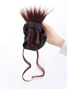 合成假发爪夹式发片直发发髻马尾接发，适合女性日常佩戴和聚会场合