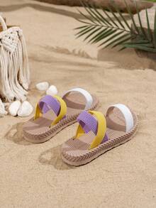 2025新款彩色凉鞋沙滩凉鞋波西米亚风高中时尚凉鞋软底凉鞋耐磨时尚凉鞋名品凉鞋厚底舒适凉鞋 - 白色 - 查看 4