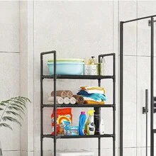 رف خزانة متعدد الطبقات لأعلى المرحاض بدون ثقب، قوي وذو سعة حمل عالية، رف تخزين للحمام فوق المرحاض قطعة واحدة