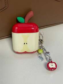 Apple-Shaped Silicone Protective Case Compatible With Apple 4, 2 Wireless Bluetooth Earphones, 3, 4 Pro, Anti-Fall With Lanyard, Suitable For Men And Women - Red - View 16