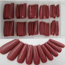Colored Coffin Press On Nails Long Ballerina False Fake Nail Tips Full Cover Manicure Design Acrylic Nails 100pc For Women Teen FFgirls (Coffee){Inchcolor_nameinch:InchCoffeeinch} - 咖啡 - 查看 4