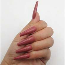 Colored Coffin Press On Nails Long Ballerina False Fake Nail Tips Full Cover Manicure Design Acrylic Nails 100pc For Women Teen FFgirls (Coffee){Inchcolor_nameinch:InchCoffeeinch} - 咖啡 - 查看 6
